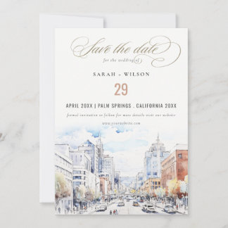 Reserva La Fecha Omaha Nebraska Watercolor Landscape Wedding
