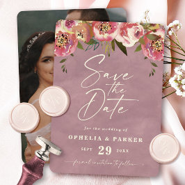 Reserva La Fecha Ophelia Cottagecore Boda Floral Rosa Dusty