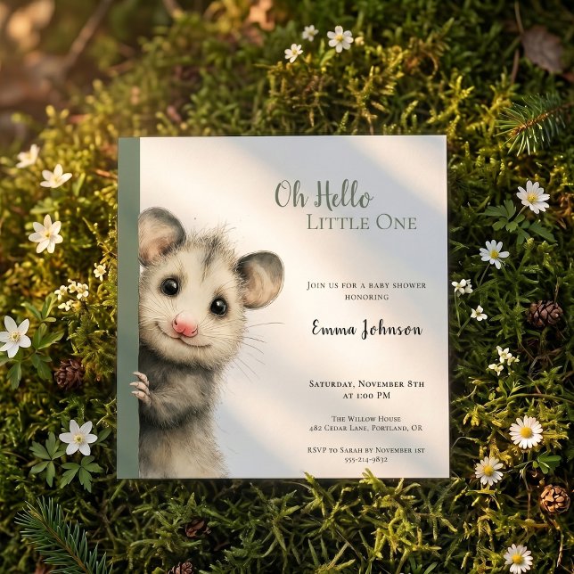 Reserva La Fecha Opossum Baby Shower Invitation (Opossum Baby Shower Invitation)