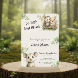 Reserva La Fecha Opossum Baby Shower Invitation • Woodland Animals