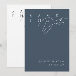 Reserva La Fecha Opulencia azul real Boda de tipografía moderna