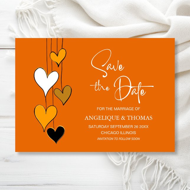 Reserva La Fecha Orange Heart Theme Wedding Save the Date (Subido por el creador)