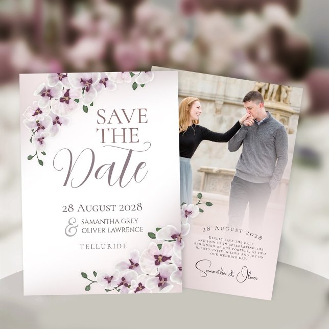 Reserva La Fecha Orchid Minimalist Wedding Save the Date (Subido por el creador)