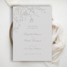Reserva La Fecha Orchids Reverie Ivory Formal Traditional Wedding