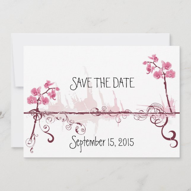Reserva La Fecha Orchids Wedding Save the Date Card (Anverso)