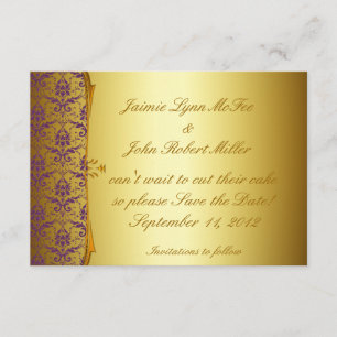 Reserva La Fecha Ornate Formal Purple Gold Save the Date Cards