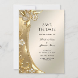 Reserva La Fecha Ornate Gold Floral Save The Date