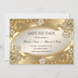 Reserva La Fecha Ornate Gold Floral Save The Date