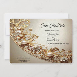Reserva La Fecha Ornate Gold Flourish Save The Date