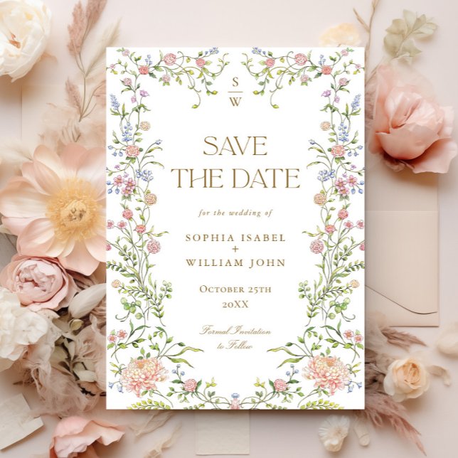 Reserva La Fecha Ornate Grace Pastel Rubor Boda Floral (Subido por el creador)