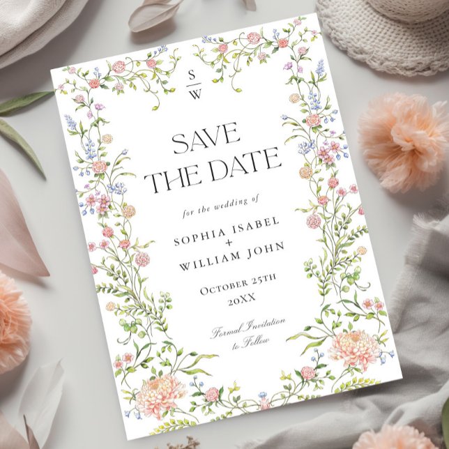 Reserva La Fecha Ornate Grace Pastel Rubor Boda Floral (Subido por el creador)
