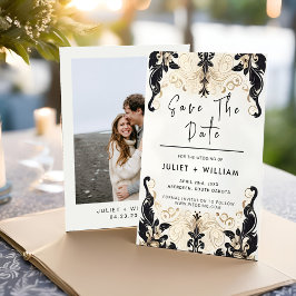 Reserva La Fecha Ornate Retro Árabe Exótico Negrita Damask Wedding