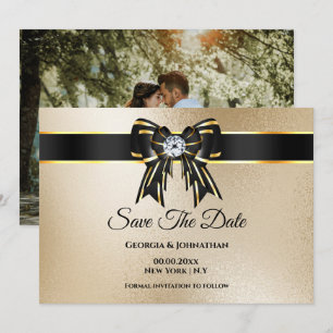 Reserva La Fecha Oro negro brillante DIY foto elegante chic lujo