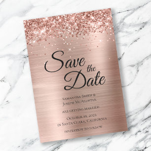 Reserva La Fecha Oro Rosa Brillante Glitter Foil Glam