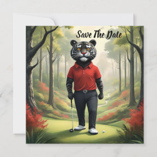 Reserva La Fecha "¡Oro! Un tigre negro jugando golf en el bosque"