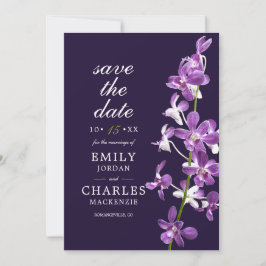 Reserva La Fecha Orquídeas Purpúreas, Boda Moderna y Elegante