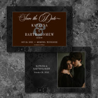 Oscuro Gótico Floral Satin Damask Brown Foto