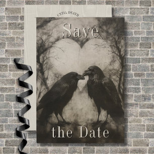 Reserva La Fecha Oscuro Gótico Negro y Tan Raven Boda de pareja