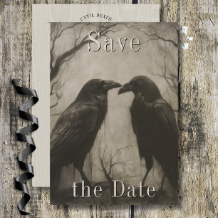 Reserva La Fecha Oscuro Gótico Negro y Tan Raven Boda de pareja