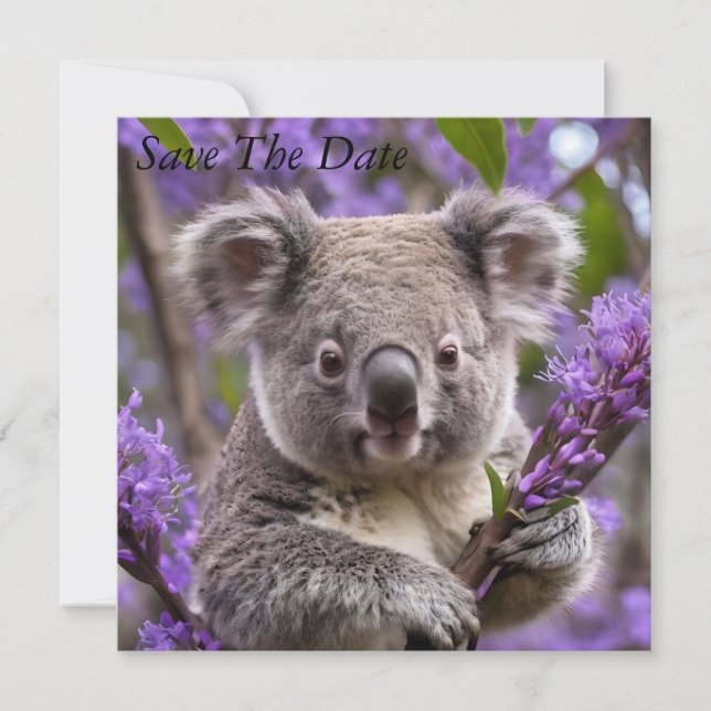 Reserva La Fecha Oso Koala Jacaranda Púrpura, (Anverso)