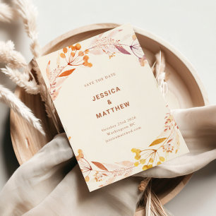Reserva La Fecha Otoño Floral Watercolor Wreath Boho Boda