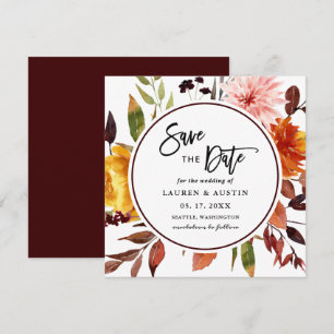 Reserva La Fecha Otoño Jardín Acuarela Boda Square Save the D
