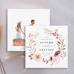 Reserva La Fecha Otoño Romance Floral Wreath Boda Foto