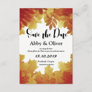 Reserva La Fecha Otoño Sale de la Boda Caída Foto Guardar la Fecha