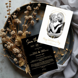 Reserva La Fecha Oval Effect Black Heart Happy Valentine's Day