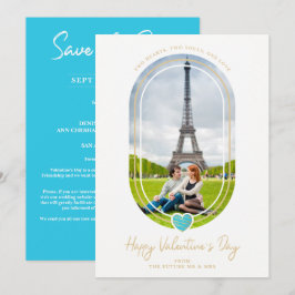 Reserva La Fecha Oval Effect Blue Heart Happy Valentine's Day Photo