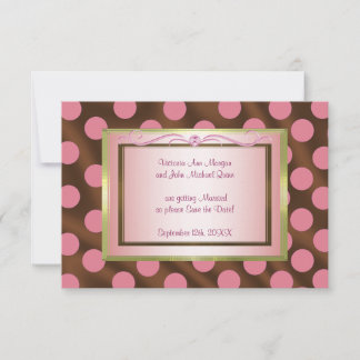 Reserva La Fecha P6 Pink Brown Seda Polka Dot Save the Date Card