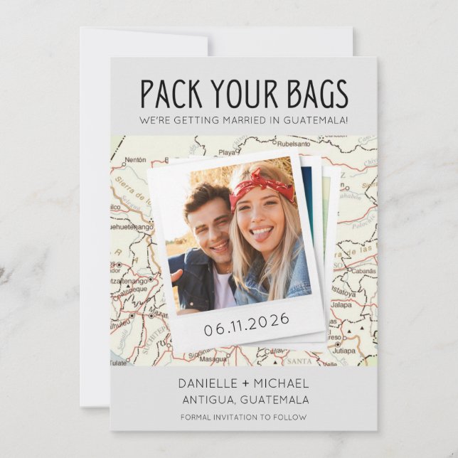 Reserva La Fecha Pack Your Bags Guatemala Destination Wedding  (Anverso)