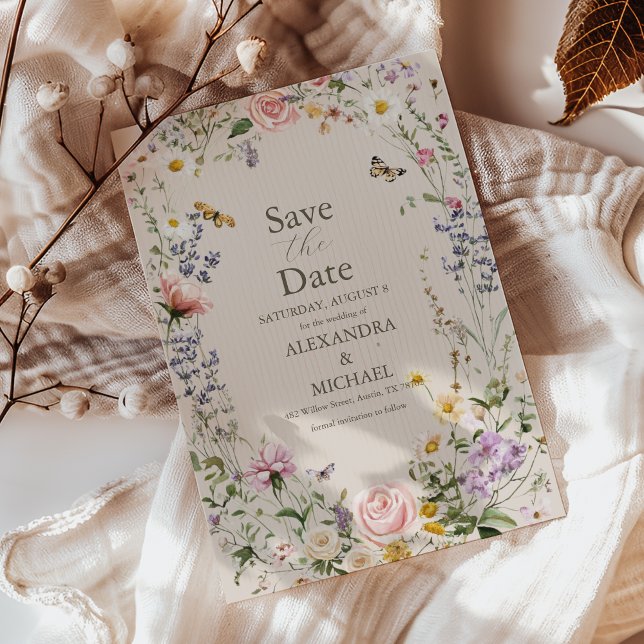 Reserva La Fecha País Rústico Boda de Flores Silvestres (Subido por el creador)