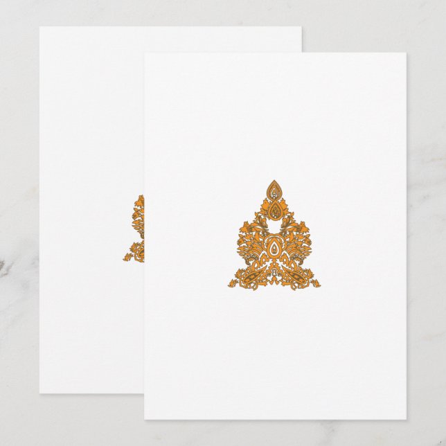 Reserva La Fecha Paisley Floral Art ・ Naranja Boho Decoración (Anverso / Reverso)