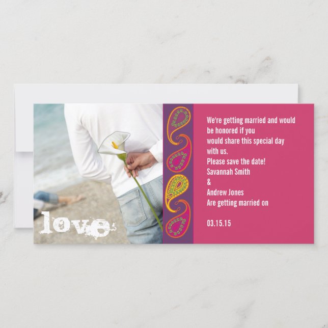 Reserva La Fecha Paisley Save the Date (Anverso)