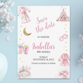 Reserva La Fecha Pajama Fiesta Sleepover Fiesta acuarela