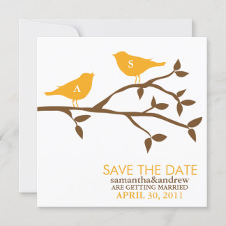 Reserva La Fecha Pájaros de Amor Monogramas para Boda Guardar la Fe