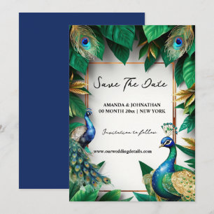 Reserva La Fecha Pájaros de pavo real lujosos plumas elegantes