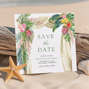 Reserva La Fecha Palm Beach Tropical Boho Pampas Arch Boda