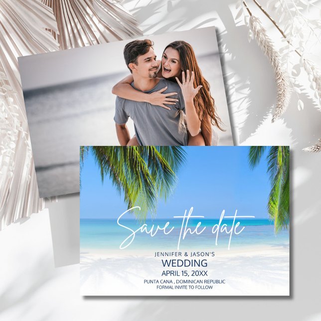 Reserva La Fecha Palm Tree Beach Destination Wedding  (Palm Tree Beach Destination Wedding Save The Date)
