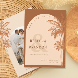 Reserva La Fecha Palm Tree Beach Tropical Boda Terracotta