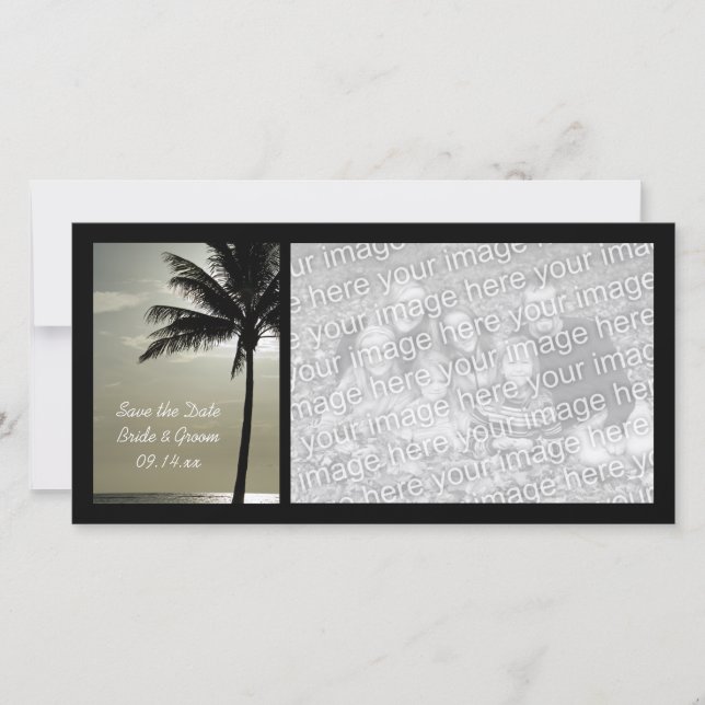 Reserva La Fecha Palm Tree Beach Wedding Save the Date Photo Card (Anverso)