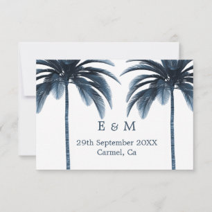 Reserva La Fecha Palm Tree Blue White Wedding Guardar la fecha