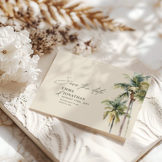 Reserva La Fecha Palm Tree Destination Elegant Coastal Wedding (Subido por el creador)