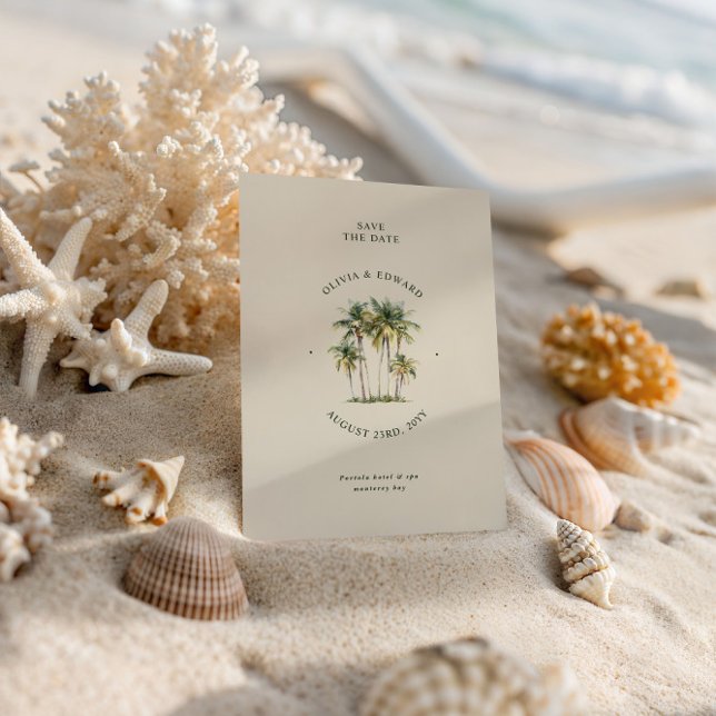 Reserva La Fecha Palm Tree Destination Elegant Coastal Wedding (Subido por el creador)