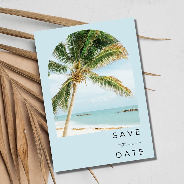 Reserva La Fecha Palm Tree Key Tropical West Beach Wedding (Tropical Palm Tree Key West Beach Wedding Save The Date)