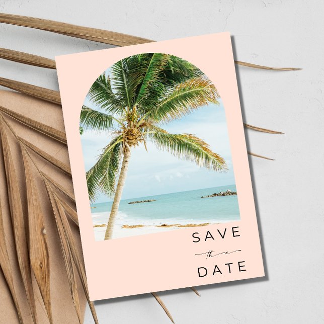 Reserva La Fecha Palm Tree Key Tropical West Beach Wedding (Tropical Palm Tree Key West Beach Wedding Save The Date)