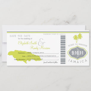 Reserva La Fecha Palm Tree Save the Date Boarding Pass Jamaica