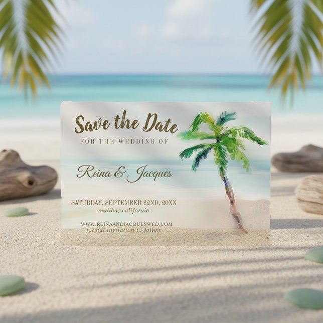 Reserva La Fecha Palm Tree Tropical Beach Save The Date Boda (Subido por el creador)