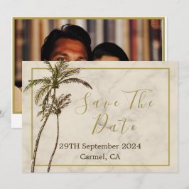 Reserva La Fecha Palm Tree Tropical Boda Rústico Moderno Elegante